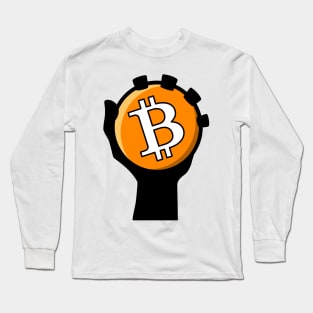 hand holding bitcoin, new era digital decentralization money Long Sleeve T-Shirt